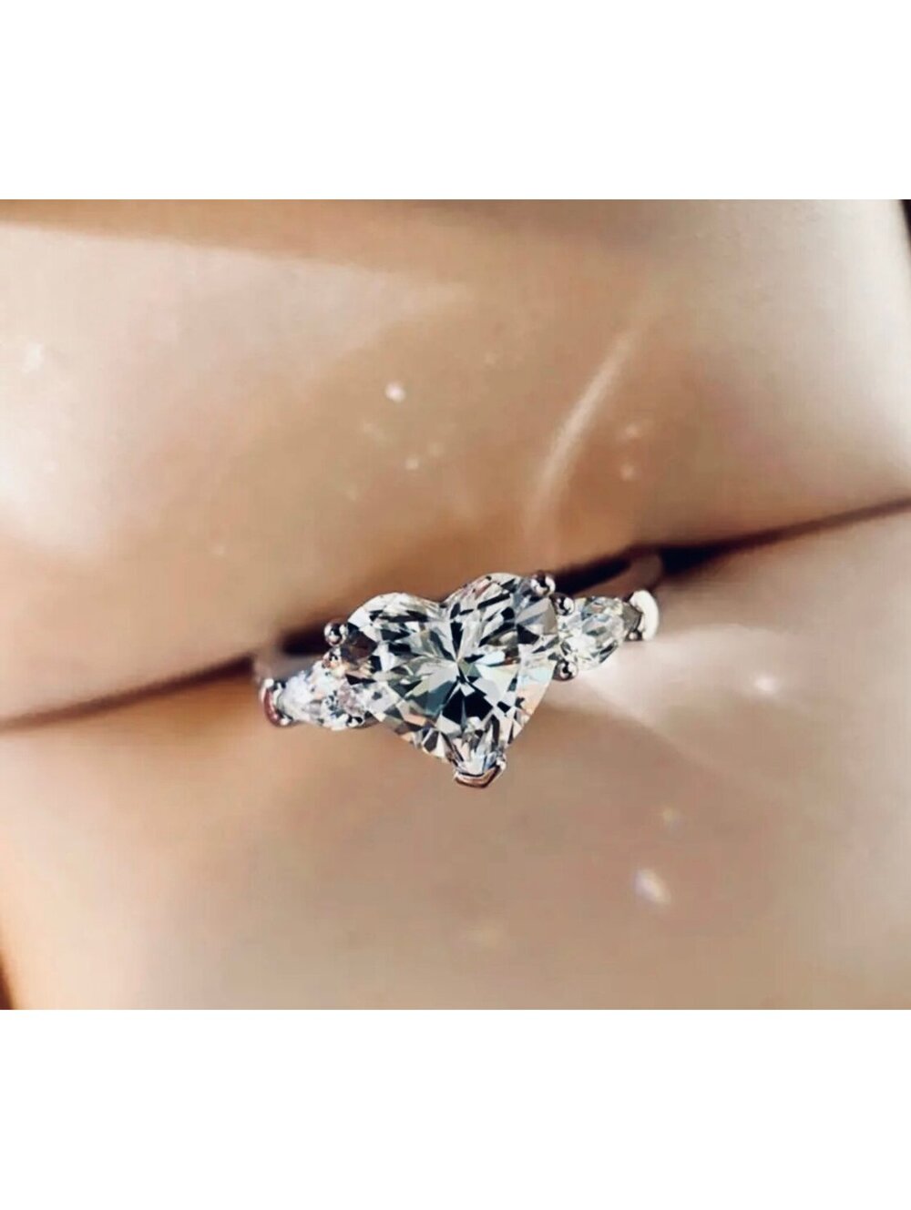New - Stunning Heart-Shaped - Engagement Style Cubic Zirconia Ring - Size 7